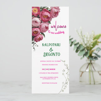 Elegant Pink Floral Wedding Welcome Sign 