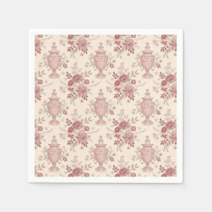 Elegant Pink Floral Whimsical Vases Napkin