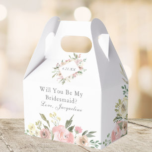 Elegant Pink Floral Will You Be My Bridesmaid? Favour Box