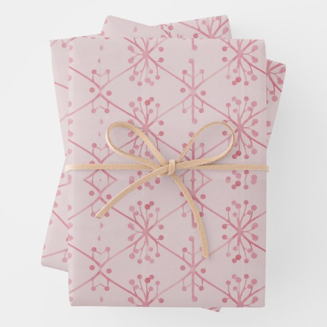 Elegant Pink Floral Wrapping Paper (In situ)