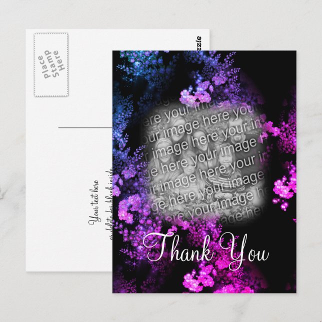 Elegant Pink Floral Your Photo Thank You Postcard (Front/Back)