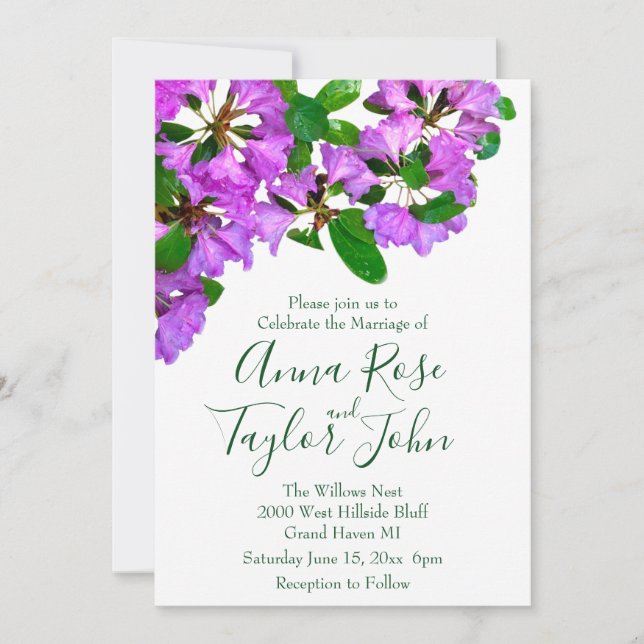 Elegant pink florals pink azaleas pink flowers invitation (Front)
