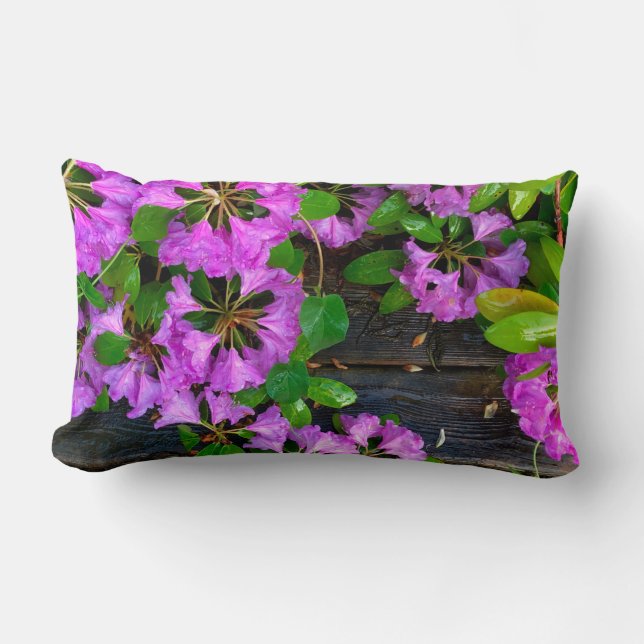 Elegant pink florals pink azaleas pink flowers lumbar cushion (Front)