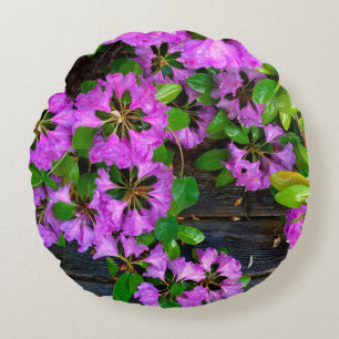 Elegant pink florals pink azaleas pink flowers round cushion