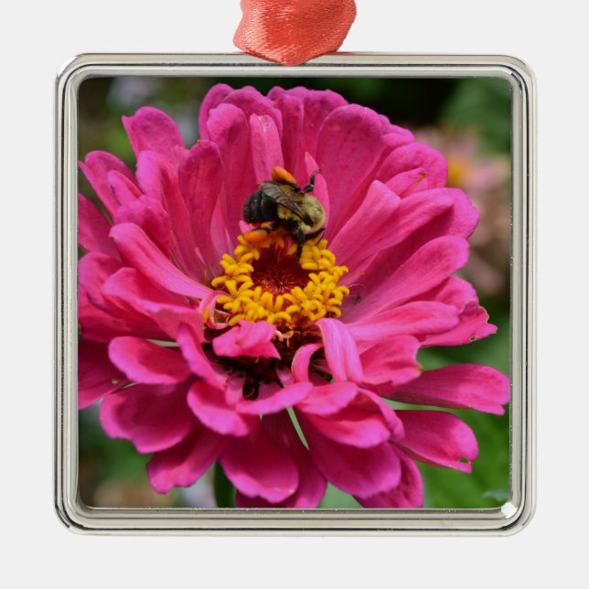 Elegant pink flower cute bee metal tree decoration (Front)