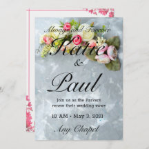 Elegant Pink flower Roses Wedding invitation 