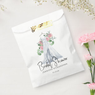 Elegant pink flowers and greenery - bridal shower favour bags