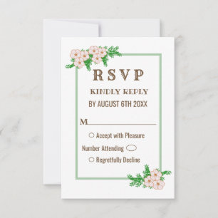 Elegant Pink Flowers Floral Wedding RSVP Card