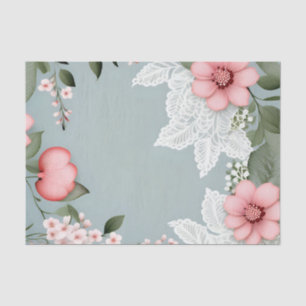 Elegant Pink Flowers Lace Tissue Paper