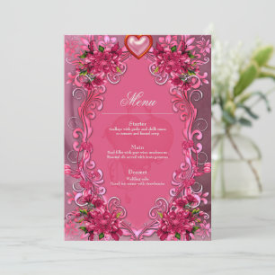 Elegant pink flowers menu
