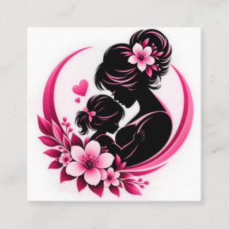 Elegant Pink Flowers Motherhood Love Women Square Business Card