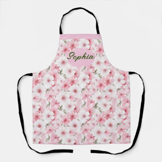 Elegant Pink Flowers Pattern - Perfect for Any Occ Apron