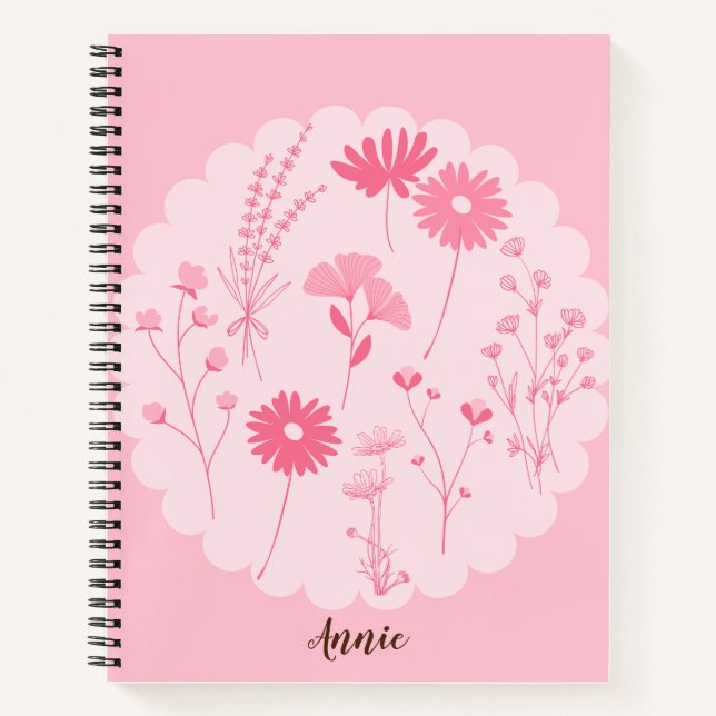 Elegant Pink Flowers - Spiral Notebook (Front)