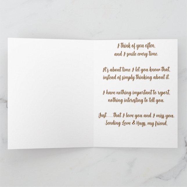 Elegant Pink Flowers Thinking of You Folded Card (Inside)