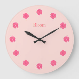 Elegant Pink Flowers Wall Clock