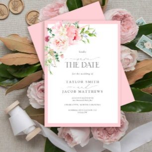 Elegant Pink Flowers Watercolor Save the Date