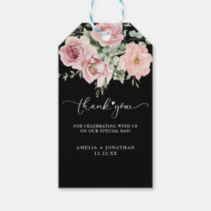 Elegant Pink Flowers Wedding Thank You Favour Gift Tags