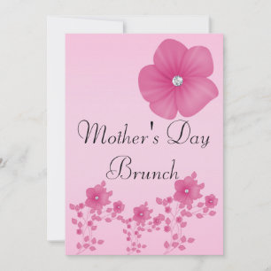 Elegant Pink Flowers With Diamonds Invitation
