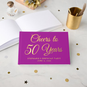 Elegant Pink Foil Cheers to 50 Years Guest Book