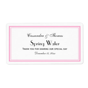 Elegant Pink Framed H Water Bottle Label