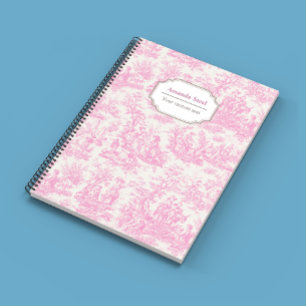 Elegant Pink French Country Toile de Jouy Pattern Notebook