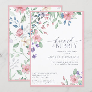 Elegant Pink Garden Flower Bridal Shower  Invitati Invitation