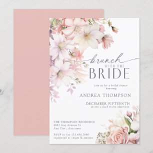 Elegant Pink Garden Flower Bridal Shower  Invitati Invitation