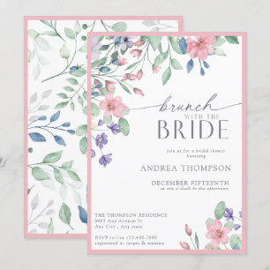 Elegant Pink Garden Flower Bridal Shower  Invitation