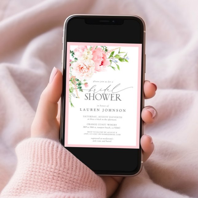 Elegant Pink Garden Flowers Bridal Shower Invitation (Creator Uploaded)