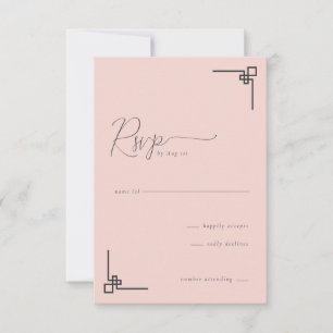 Elegant Pink Geometric Lines RSVP Card