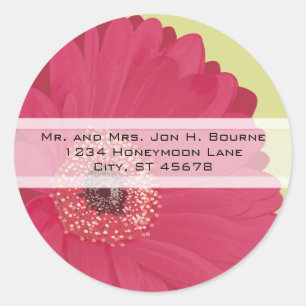 Elegant Pink Gerber Daisy Wedding Stickers