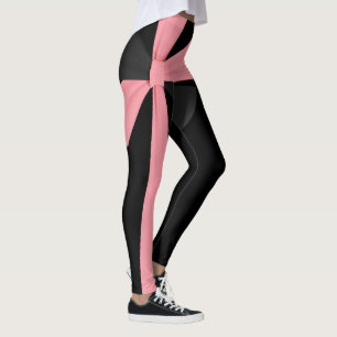 Elegant Pink Gift Ribbon Bow Black Leggings