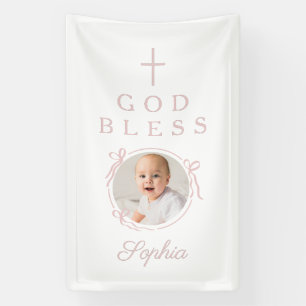 Elegant Pink Girl God Bless Photo Banner