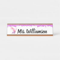 Elegant Pink Girly Sparkle Butterfly Teacher
