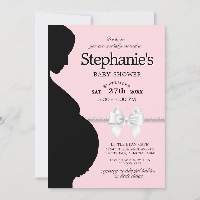Elegant Pink Glam Tiffany Bow Theme Baby Shower Invitation (Front)