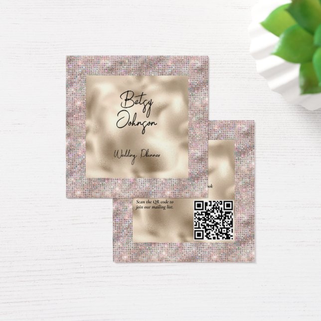 Elegant Pink Glitter and Pearl Foil Business Card (Desk)