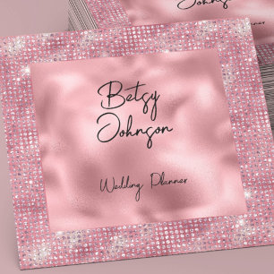 Elegant Pink Glitter and Pink Foil Business Card