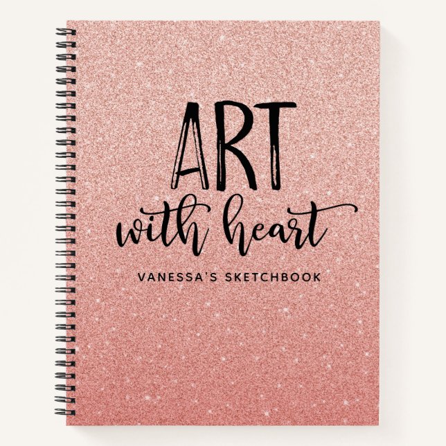 Elegant Pink Glitter Artist Sketchbook Notebook (Front)