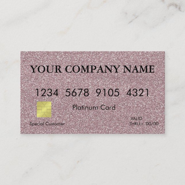 Elegant Pink Glitter Credit Card (Front)