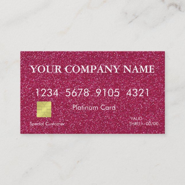 Elegant Pink Glitter Credit Card (Front)