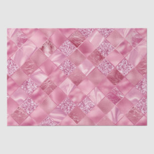 Elegant Pink Glitter Diamond Lattice Pattern Tissue Paper