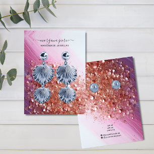 Elegant Pink Glitter Earrings Jewellery Display Ca Business Card
