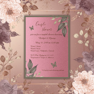 Elegant Pink Glitter Eucalyptus couple shower Invitation