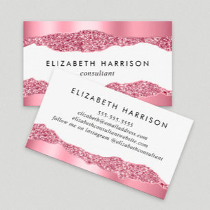 Elegant Pink Glitter Foil Business Card
