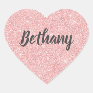 Elegant Pink Glitter Heart Sticker