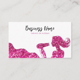 Elegant Pink Glitter Lady Hairdresser Appointment Card