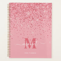 Elegant Pink Glitter Monogrammed Name
