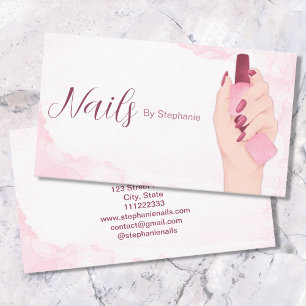 Elegant Pink Glitter Nail Artist Manicure Beauty Business Card