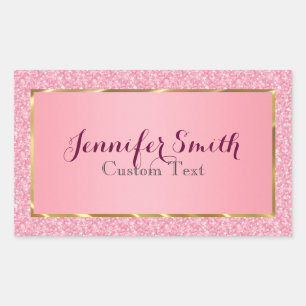 Elegant Pink Glitter Pattern Rectangular Sticker