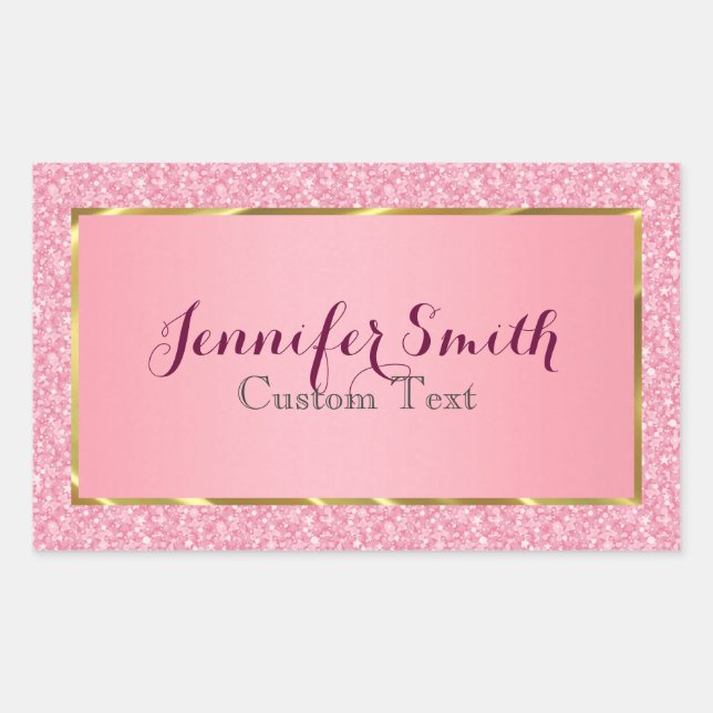 Elegant Pink Glitter Pattern Rectangular Sticker (Front)